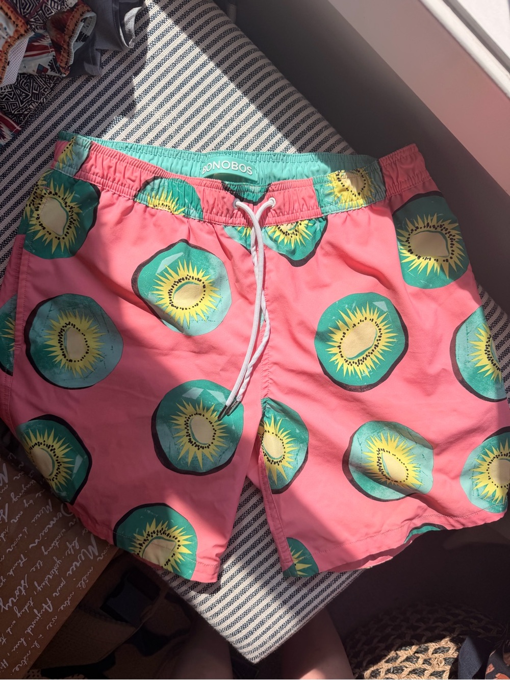 Bonobos | NWOT Men's Pink Kiwi-Print Swim Shorts